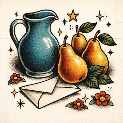 Painted here in the Tattoo Flash hand