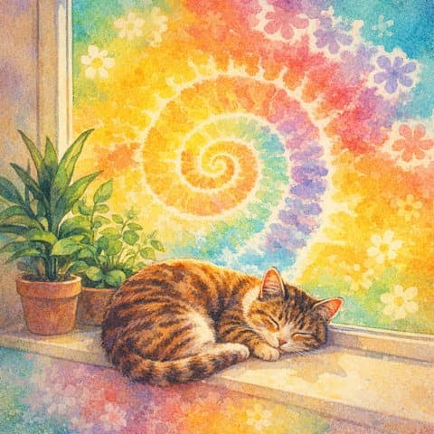 Painted here in the Tie-Dye Swirl hand