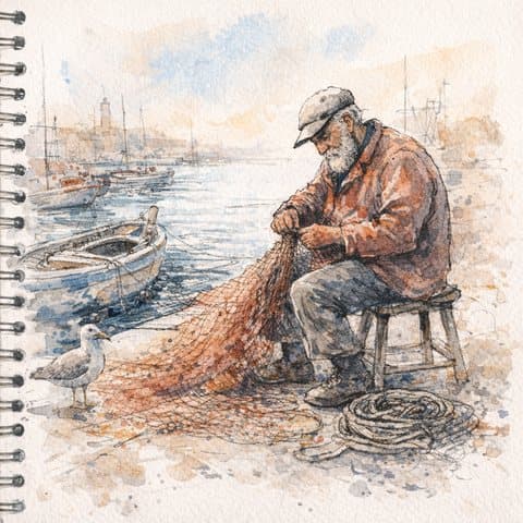 Painted here in the Urban Sketchbook hand