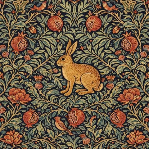 Painted here after William Morris