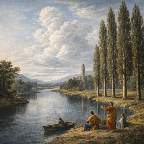 Painted here after Nicolas Poussin