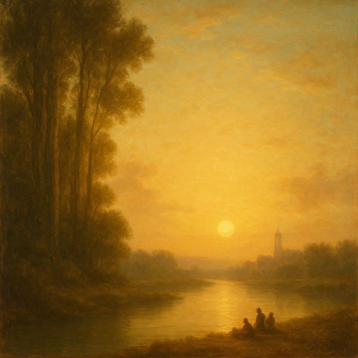 Painted here after Claude Lorrain, golden render