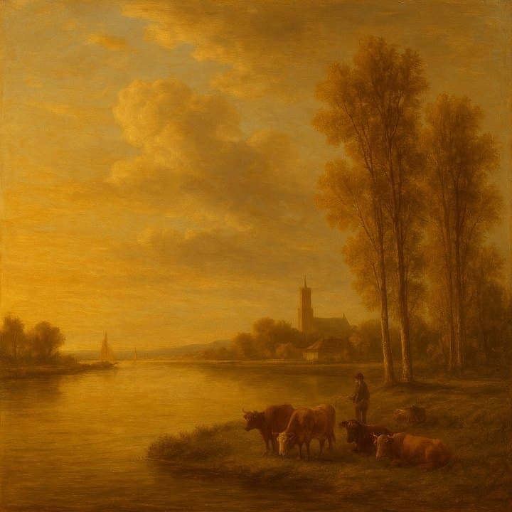 Painted here after Aelbert Cuyp, golden render