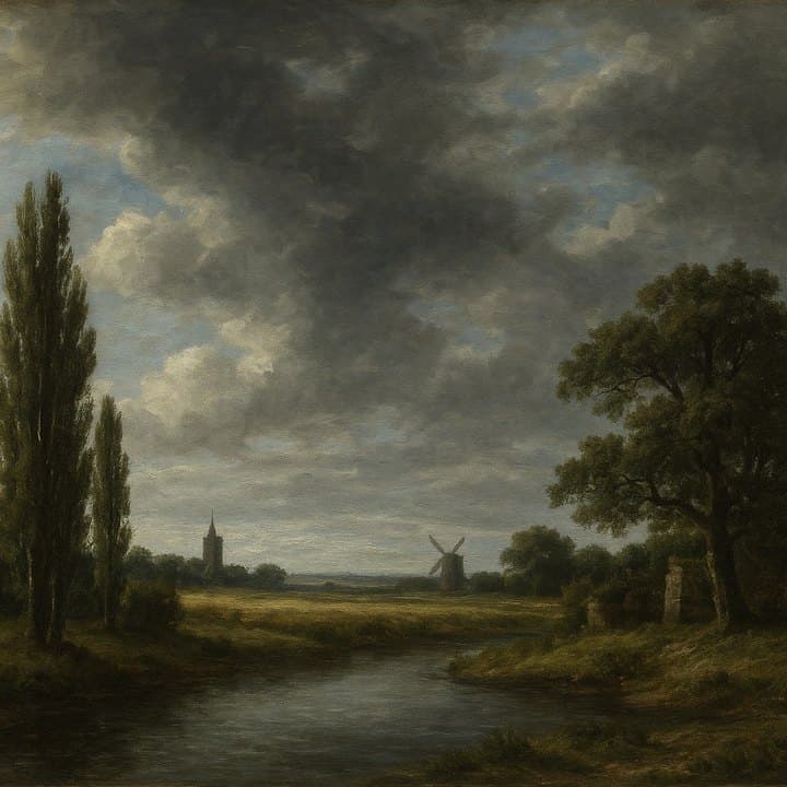 Painted here after Jacob van Ruisdael, golden render