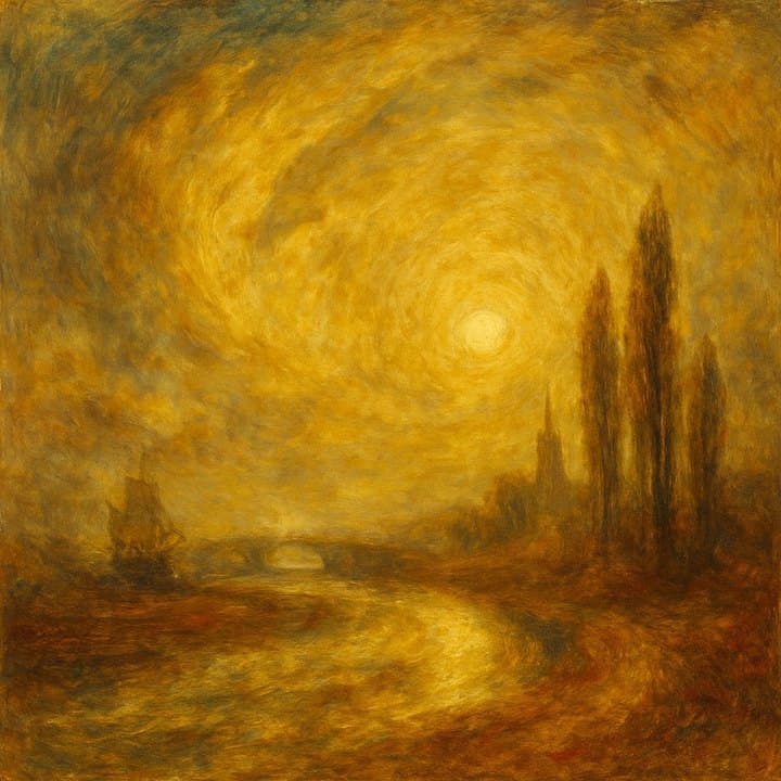 Painted here after J. M. W. Turner, golden render