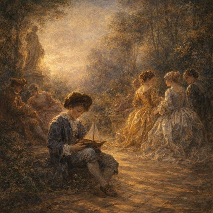 Painted here after Antoine Watteau, golden render