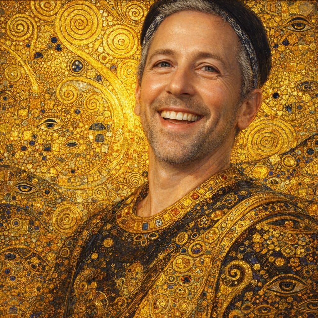 Fine-art portrait in the style of Klimt
