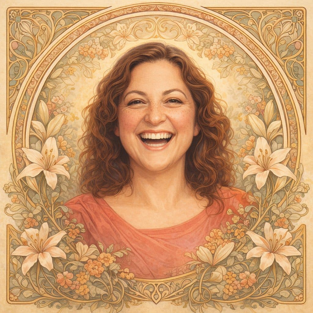 Fine-art portrait in the style of Mucha