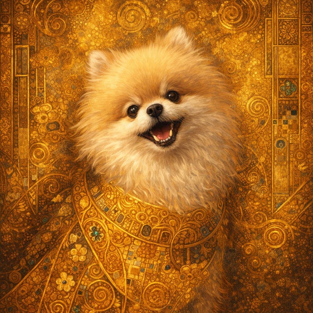 Fine-art portrait in the style of Klimt